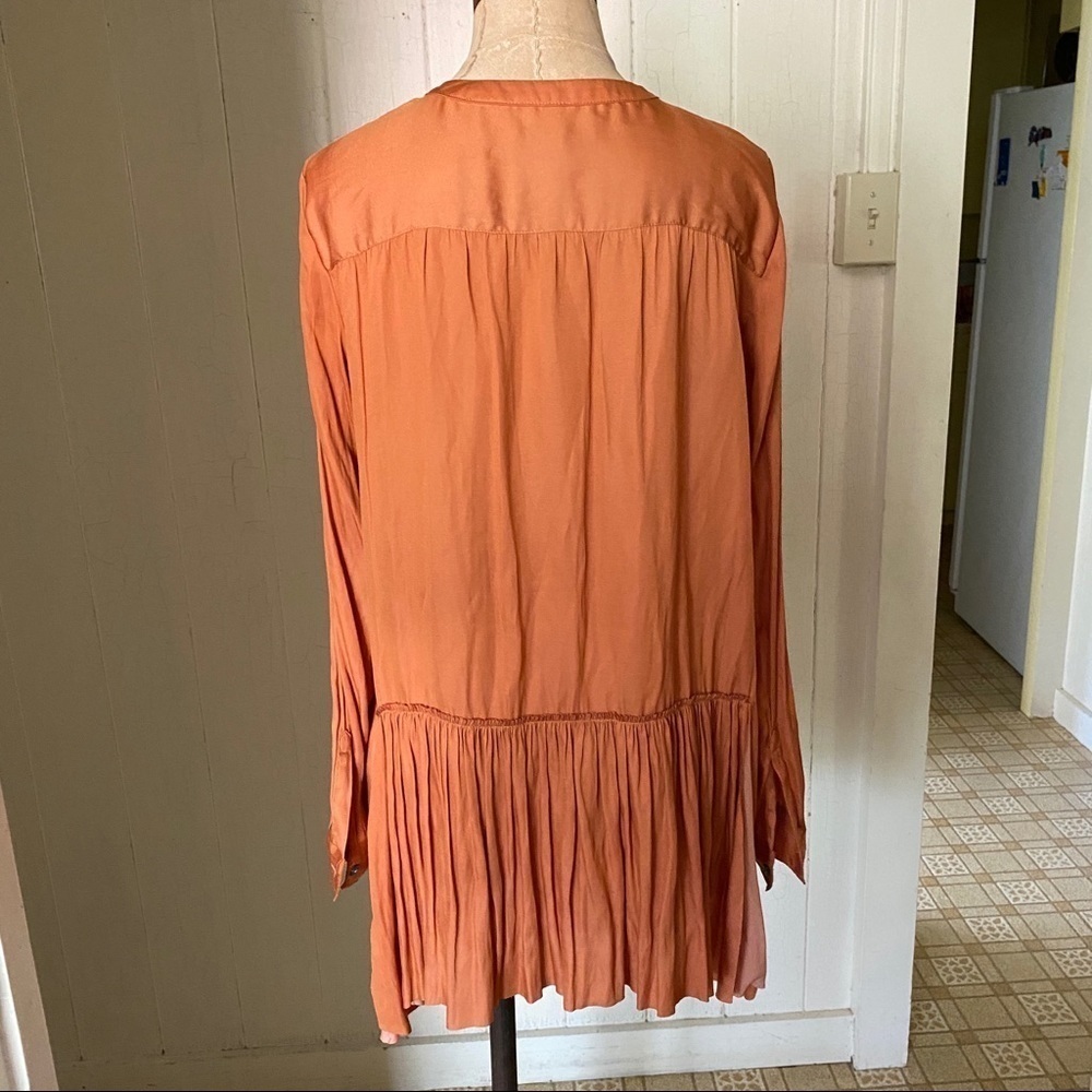 BANANA REPUBLIC Heritage sz S Orange Long Sleeve Ruffle Shirt - Picture 3 of 8